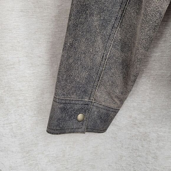 QUE Women's Gray Leather Moto Bikercore Jacket Women's Medium - Picture 5 of 15